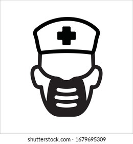 Doctor flu mask vector icon. Medicine mask flat sign design. Face of Doctor with mask symbol pictogram