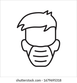 Icono vectorial de máscara antigripal. Diseño de letreros planos con mascarilla medicinal. Cara del médico con pictograma de símbolo de máscara