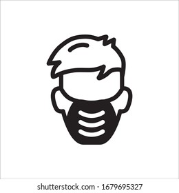 Symbol für die Vektorillustration der Arztgrippe. Medizin Maske flach Zeichen Design. Gesichter des Arztes mit einem Piktogramm-Maskensymbol