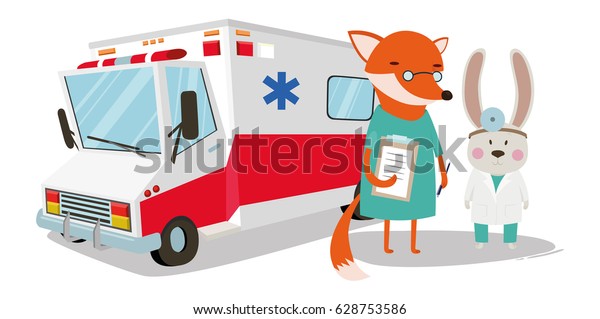 Doctor doctor, fox nurse, medical, machine,\
ambulatory clinic\
vector