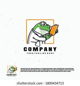 Doctor Frog illustration logo premium vector