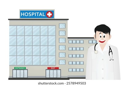 Doctor. front view. vector illustration