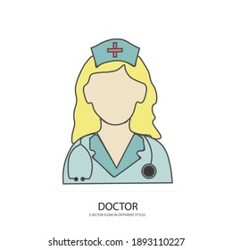 doctor girl vector type icon