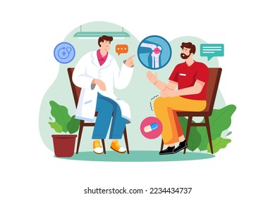 Doctor gives a consultation to a male patient