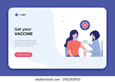 Doctor gives the vaccine injection in the patient's arm. Covid-19 or corona virus vaccination concept for medical publications, immunization and vaccination campaign. Vector illustration