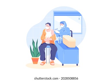 Doctor giving Covid-19 vaccine to patient Illustration concept. Flat illustration isolated on white background.