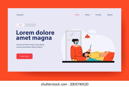 Doctor giving injection to woman. Vaccination of population. Female doctor giving shot of medicine to patient. Syringe with medicine. Medical concept for banner, website design or landing web page