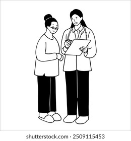 Doctor giving instruction to patient