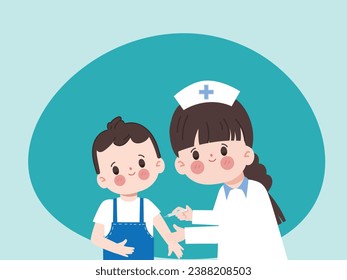 Doctor giving a kid boy a vaccination. Virus protection.