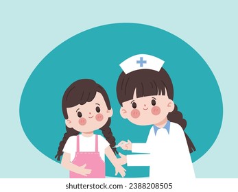 Doctor vacunando a una niña. Protección contra virus.