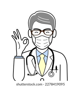 The doctor giving an OK sign isolated on white background