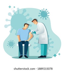 Doctor giving patient vaccine, Medicine healthcare concept, Vector illustration