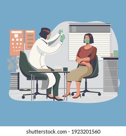 Doctor giving patient vaccine, Medicine healthcare concept, Vector illustration