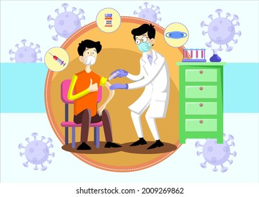 Doctor giving patient vaccine Medicine healthcare concept Vector illustration