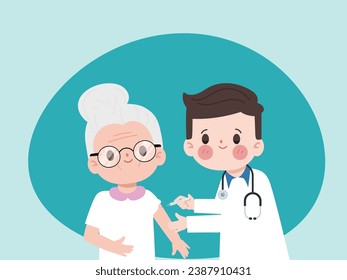 Doctor giving a senior woman a vaccination. Virus protection.