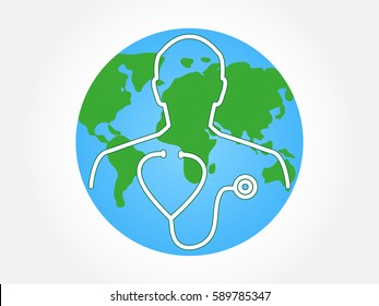 Doctor, globe, icon, vector illustration eps10