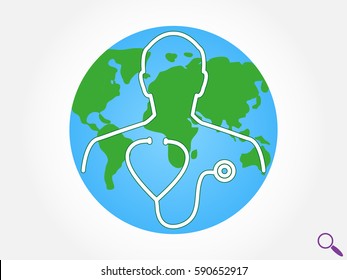 Doctor, globe icon, vector illustration eps10