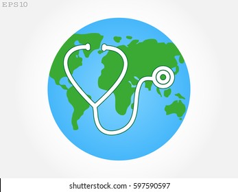 Doctor, globe, icon, vector illustration eps10