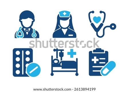 Doctor glyph solid icons isolated on white background