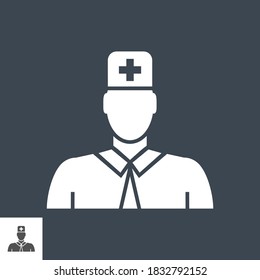 Doctor Glyph Vector Icon. Isolated on the Black Background. Editable EPS file. Vector illustration.
