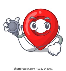 Doctor GPS navigation pin on character cartoon