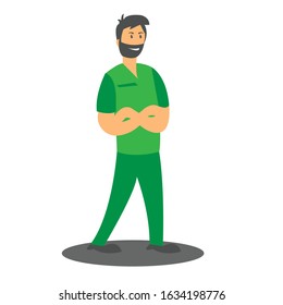 doctor with green kit simple illustration vector cip art