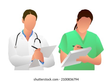 Doctor group vector. Medical profession illustration. Nurses, surgeons and therapists in uniform.
