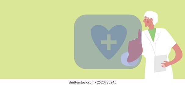 doctor or gynecologist, flat vector stock illustration with place for text as an online medicine concept