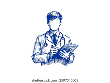 Doctor hand drawn sketch vector illustration