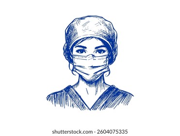 Doctor hand drawn sketch vector illustration