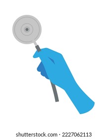 Doctor hand hold stethoscope flat icon Treatment