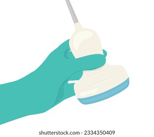 doctor hand holding ultrasound probe -vector illustration