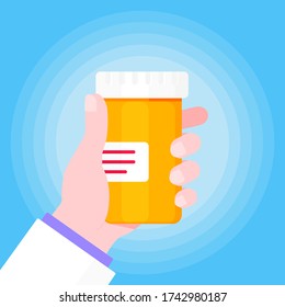 Doctor Hand Holds Pill Bottle Capsules Stock Vector (Royalty Free ...