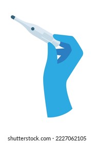 Doctor hand on gloves flat icon Thermometer Treatment
