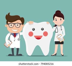 Doctor with Happy healthy teeth - Vector illustration