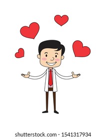 Doctor Happy Pose hearts Illustration
