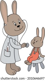 doctor hare treats a bunny vector