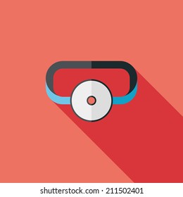 Doctor head mirror flat icon with long shadow