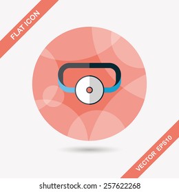 Doctor head mirror flat icon with long shadow