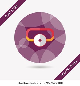 Doctor head mirror flat icon with long shadow