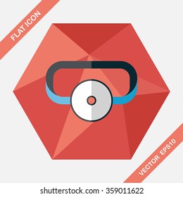 Doctor head mirror flat icon with long shadow