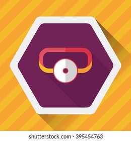 Doctor head mirror flat icon with long shadow