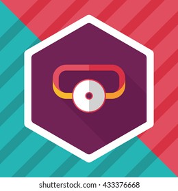 Doctor head mirror flat icon with long shadow