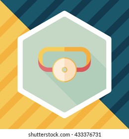 Doctor head mirror flat icon with long shadow