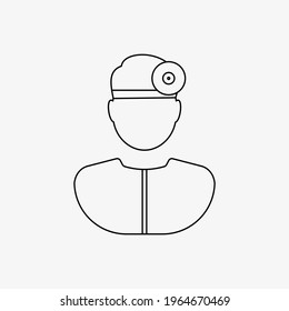 Doctor With Head Mirror Icon. Otolaryngology Specialist Symbol.