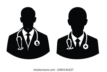 Doctor head silhouette vector illustration on a white background