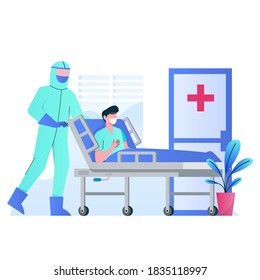 Doctor, health, patient, hospital, medical. Vector gradient illustration