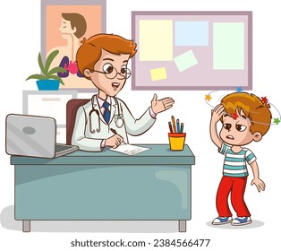 doctores y niños enfermos hablando ilustraciones vectoriales