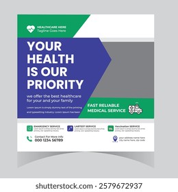 Doctor healthcare medical social media post design and web template square flyer and banner design