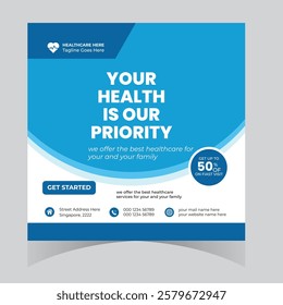 Doctor healthcare medical social media post design and web template square flyer and banner design